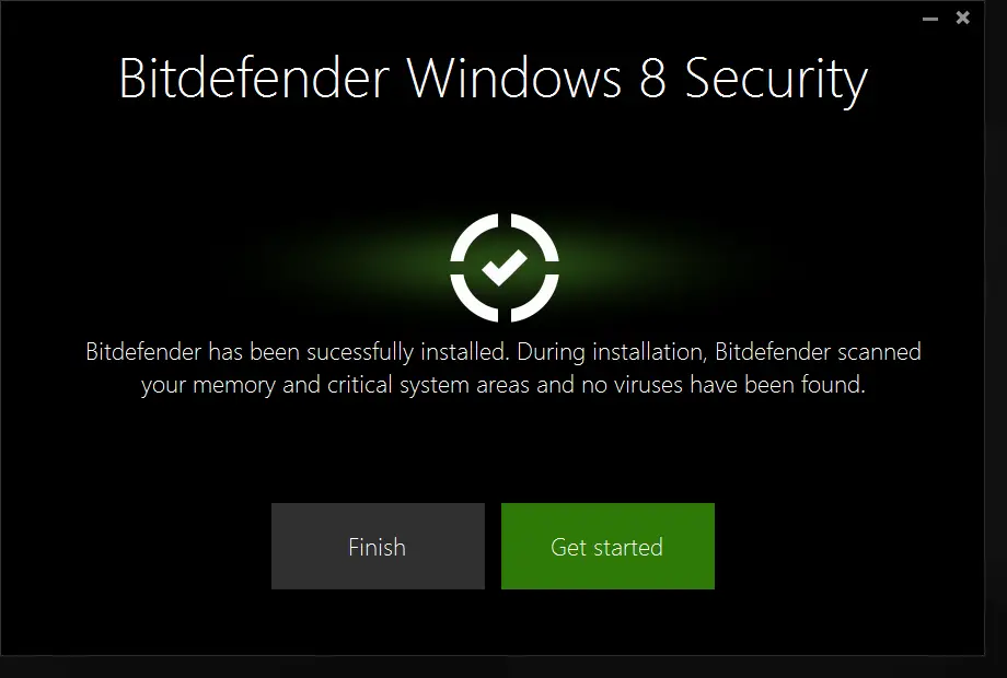 after installation Bitdefender WIndows 8 Security
