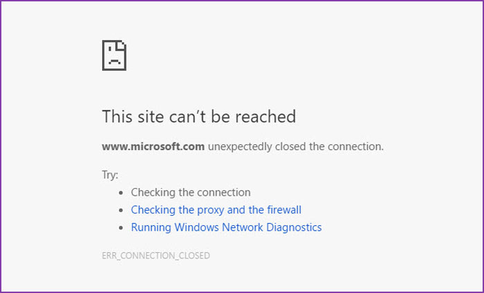 chrome site cannot be reached connection reset