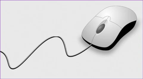 Illustration of a white computer mouse with a curved cable