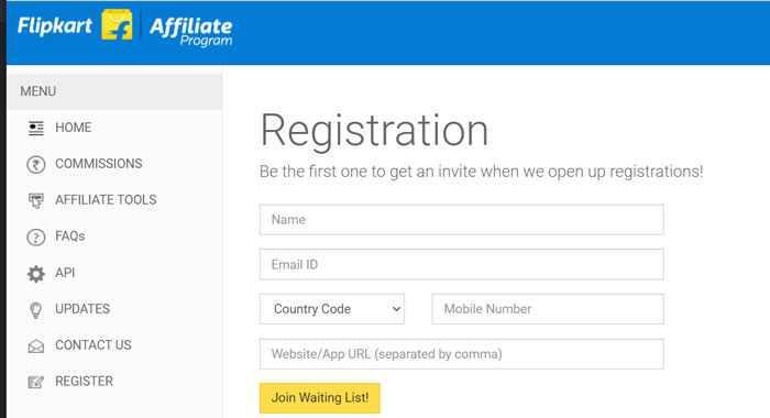 flipkart affilite waiting list