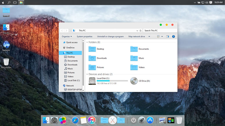 Mac OS X El Capitan theme for Win10