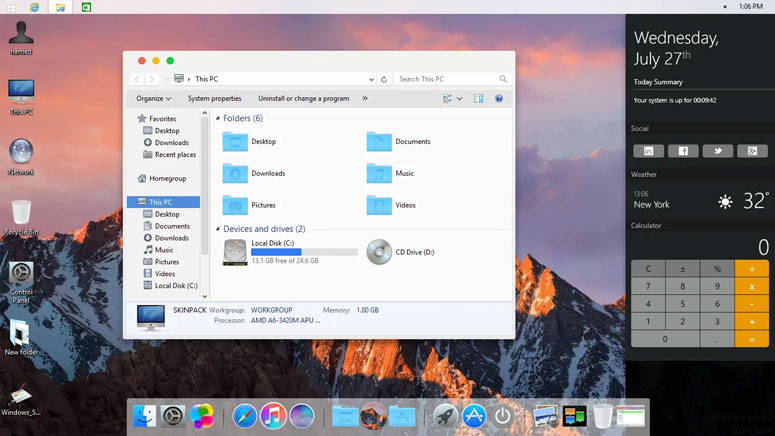 mac os 10 theam for windows 10