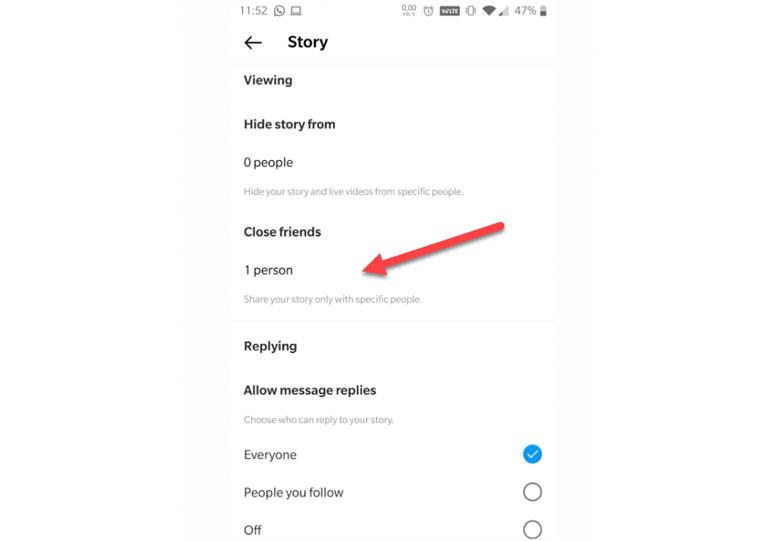 instagram story privacy settings