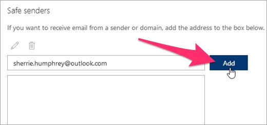 hotmail safe senders