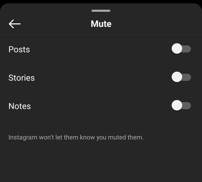 Mute instagram notes